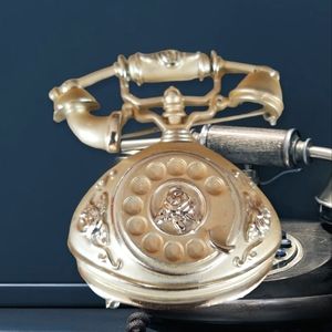 Vintage Gold Tone Telephone Brooch Pin